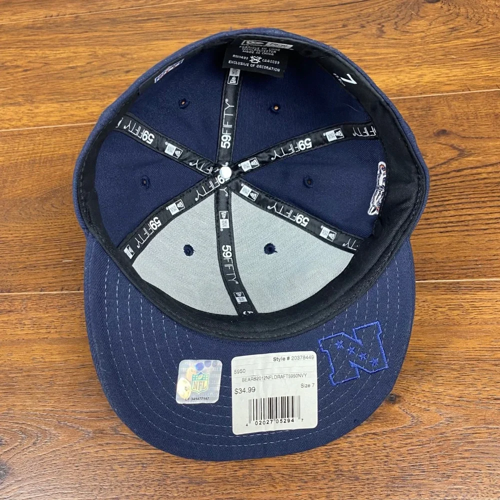 New Era 59FIFTY Chicago Bears 2012 NFL Draft Fitted Hat Navy Blue Size 7